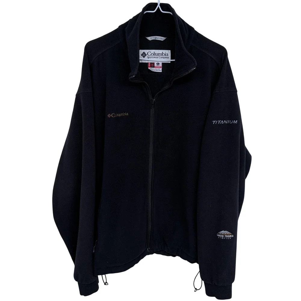 Black Columbia Full Zip Titanium Fleece‎ Jacket XL Mens Omni-Therm Outdoor Gorp